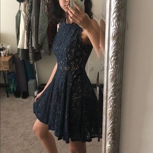 Navy lace cocktail dress
